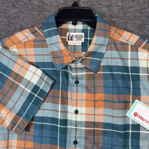 Marmot Other - Marmot Men Aeroboro Button-Up Shirt Dark Jungle Wayland Plaid Sz L NEW $70